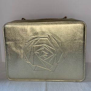 Lancôme Cosmetic Makeup Bag Case Metallic Gold Flower
